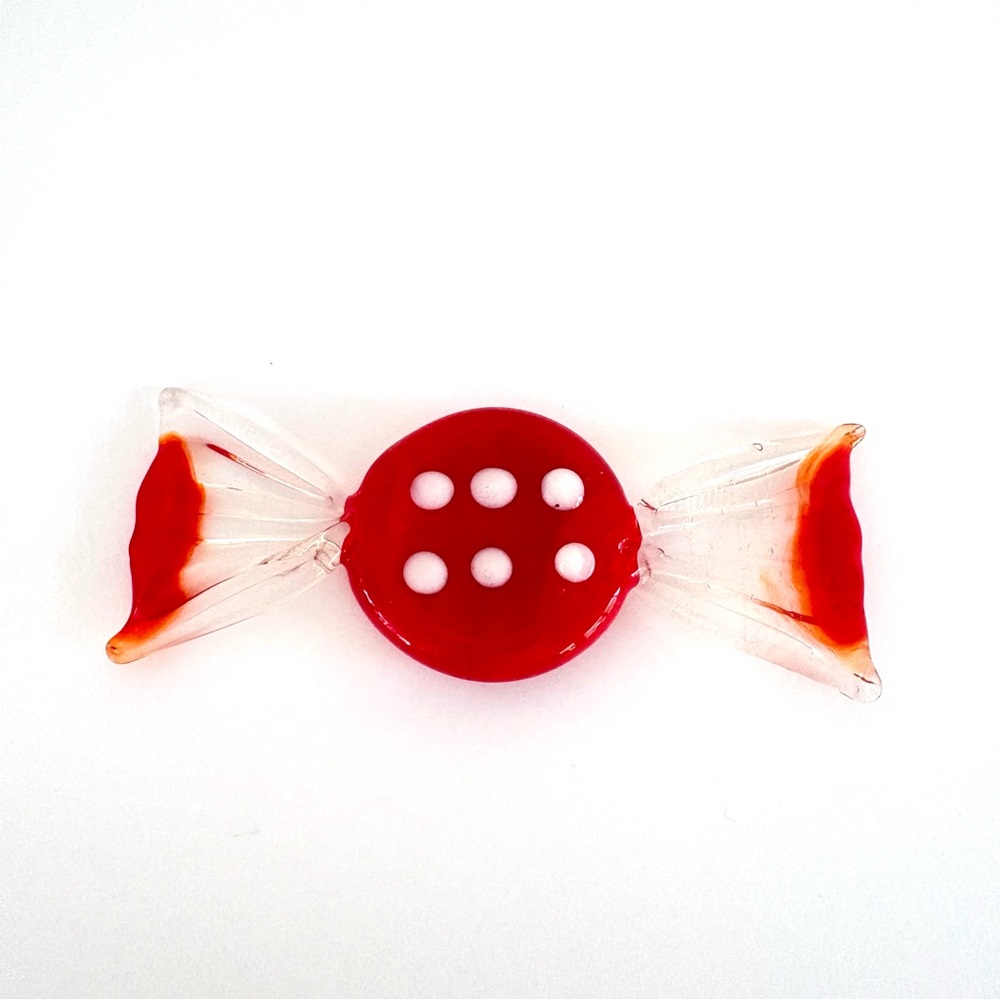 Murano Red White Glass Candy